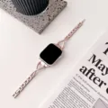 Bracelet de montre en métal diamant or rose de luxe compatible avec la série Apple Watch. - Rose rosé
