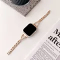 Bracelet de montre en métal doré rose de luxe avec strass compatible avec Apple Watch. - Or antique