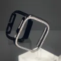 Black rhinestone watch case compatible with smart watch, PC protective cover bling crystals. - 49mm / Single Row Black Stones