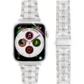 Replacement metal resin watch band strap compatible with Apple Watch white silver bling. - 38/40/41mm (S10/11 42mm) / Silver + Glitter White