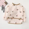 Waterproof baby feeding bib with long sleeves, cute squirrel print, ideal for toddler art. - Size M (12-36 Months) / Pink Squirrel