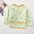 Long sleeve baby waterproof bib smock with cute olive fruit print and yellow trim for feeding. - Size M (12-36 Months) / Green Olive