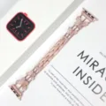 Correa De Reloj De Metal Estrás Mariposa Oro Rosa Compatible Con Apple Watch Variante - Rosa intenso