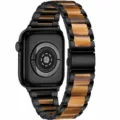 Stainless steel resin watch band compatible with Apple Watch, luxury black strap. - Black + Chocolate