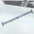 Metall Harz Uhrenarmband Detailansicht, elegantes dreireihiges Ketten-Design für Uhr. - 14mm / Silber und Weiß