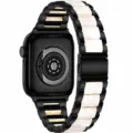 Stylish black and white resin metal watch strap replacement for smart watch accessory - 22mm / Black + Glitter White