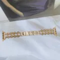Goldfarbenes Metall Ersatzarmband im Achter-Design passend für Apple Watch Smartwatch. - Gold
