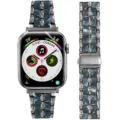 Replacement band compatible with Apple Watch, metal and resin rhinestone strap for smart watch. - Black & Glitter Blue