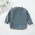 Babero impermeable de manga larga para bebé smock para comer y pintar, fácil de limpiar. - Azul marino
