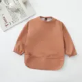 Babero impermeable de manga larga caramelo para bebé delantal de alimentación infantil - Rojo Marrón