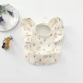 Cute baby waterproof bib with angel wings and rainbow heart print, PU material for feeding. - Heart & Rainbow Wings