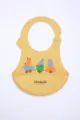 Yellow silicone baby bib with cute animal print, waterproof food grade toddler bib variant - Mouse / Yellow