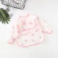 Kinder wasserdichter langarm Lätzchen Baby Fütterung Schürze süßer rosa Tassen Druck - Größe S (6-12 Monate) / Rosa Tasse