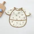 Waterproof baby long sleeve bib cute bear toddler feeding smock with pocket apron - Petal Style PU Bear Bib