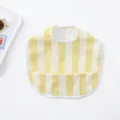 Danish PU baby bib waterproof cute striped infant feeding apron toddler eating bib for kids - Yellow Vertical Stripes
