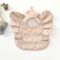 Waterproof baby bib with cute angel wings and pocket, colorful polka dots, soft PU material. - Pink Dotted Wings Style