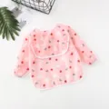 Waterproof baby bib long sleeve infant coverall cute rabbit strawberry print feeding apron - Pink Rabbit