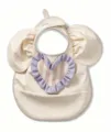 Waterproof baby bib with cute elephant ears and ruffle heart design for easy daily feeding. - Purple Heart Wings Style