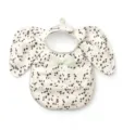 Waterproof baby bib with cute elephant ears and dalmatian pattern for messy toddlers dining. - Green Bowtie Spotted Style