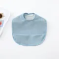 Baby waterproof PU bib for infants, soft light blue feeding bib with pocket for toddlers. - Solid Blue