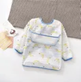 Kids waterproof long sleeve baby bib eating smock cute banana pattern variant blue edge - Banana