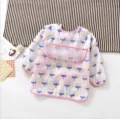 Waterproof baby long sleeve bib toddler feeding smock cute tulip print toddler dining apron - Pink Floral