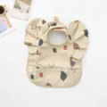 Waterproof Baby Bib Angel Wings PU Feeding Bib Abstract Print Infant Saliva Towel Beige - New Stone Wings