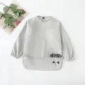 Baby waterproof long sleeve bib infant feeding smock cute grey eating apron for toddlers - S (6-12M) / Light Grey Bear