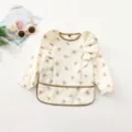 Bavoir bébé imperméable à manches longues avec imprimé d'ours et ailes d'ange pour les repas. - Taille M (12-24 mois) / Bavoir à manches longues ailes d'ours