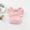 Waterproof baby bib with cute angel wings ruffles, pink silicone feeding pocket for toddlers. - New Pink Wings