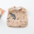 Waterproof baby bib with cute ocean animal print, easy-clean silicone eating pocket for kids. - Pink Ocean