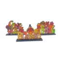 Juego de 3 letreros de mesa de madera para Acción de Gracias con diseños BLESSED y AUTUMN - Juego de 3 Piezas Acción de Gracias (1939-D)