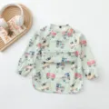 Baby long sleeve waterproof bib cute truck cow print toddler feeding smock infant apron. - Size L (24-36 Months) / PU Cow Print Car Bib with Upper Pocket