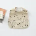Waterproof baby bib with cute panda pattern, easy to clean feeding bib for toddlers. - All-Over Panda Head