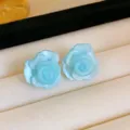 Hellblaue mehrschichtige Blumen Ohrstecker, elegantes frisches Design für Damen und Mädchen. - Blau