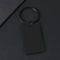 Primer plano de llavero rectangular de acero inoxidable negro - Rectángulo / Negro
