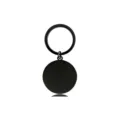 Detailed close-up view of a minimalist matte black stainless steel round blank keychain pendant - Round (Outer Hole) / 25mm / Black