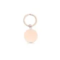 Macro view of a polished rose gold stainless steel blank round keychain tag for engraving - Round (Outer Hole) / 25mm / Rose Gold