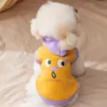Cute pet dog hoodie in yellow and purple with funny surprise face design for small dogs. - XS / Yellow Emoji