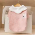 Pink pet dog sweater with white shawl collar and cute rabbit embroidery for pets. - XS / Pink Lace - Inner Wear
