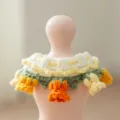 Handcrafted crochet tulip cat collar, yellow and orange pet bib for small dogs and cats. - S / Tulip
