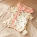 Estilo princesa lindo oso floral mascota pijama de cuatro patas ropa cálida para perritos. - XS (Peso recomendado 0,5-1,5kg)