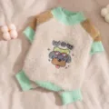 Maglione per cani in morbido pile di visone sintetico, caldo abbigliamento per animali con ricamo. - Maglione per animali domestici cane verde a quattro zampe / L (Peso Consigliato 4-5,5 kg)
