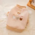Gemütlicher Haustier-Winterpullover mit D-Ring-Leine für kleine Hunde und Katzen, beige. - S / Braun