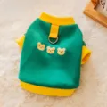 Lindo suéter de otoño invierno para perro mascota con anillo y diseño de oso tierno - S / Tops / Oso Verde Oscuro (Con Anillo de Arnés)
