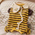 Niedliche gestreifte Haustier Hundekleidung mit Bienen Kragen, Vierbeiniger Overall. - 2XL / Süße Biene