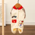 Süsser Hunde Fleece Jumpsuit Polka Dot Ärmel Haustierkleidung Kleine Hunde Herbst - S / Punktierter Bär / Beige