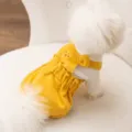Simpatico autunno inverno piccolo cane salopette caldi vestiti per cuccioli piccoli - XS (0.5-1.5 kg) / Salopette + Maglia di Base / Giallo
