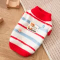 Grazioso maglione a righe per cani domestici autunno inverno caldo dolcevita senza maniche - Taglia S / Maglione Orso Rosso