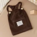 Brauner Kord-Haustier-Overall für kleine Hunde und Katzen, süße Welpenbekleidung mit Tasche. - L / Braun